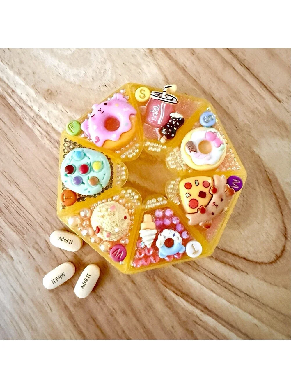 Pill Case Kawaii Food Desserts Kitty, Travel 7 Day Week Decoden Handmade NWT